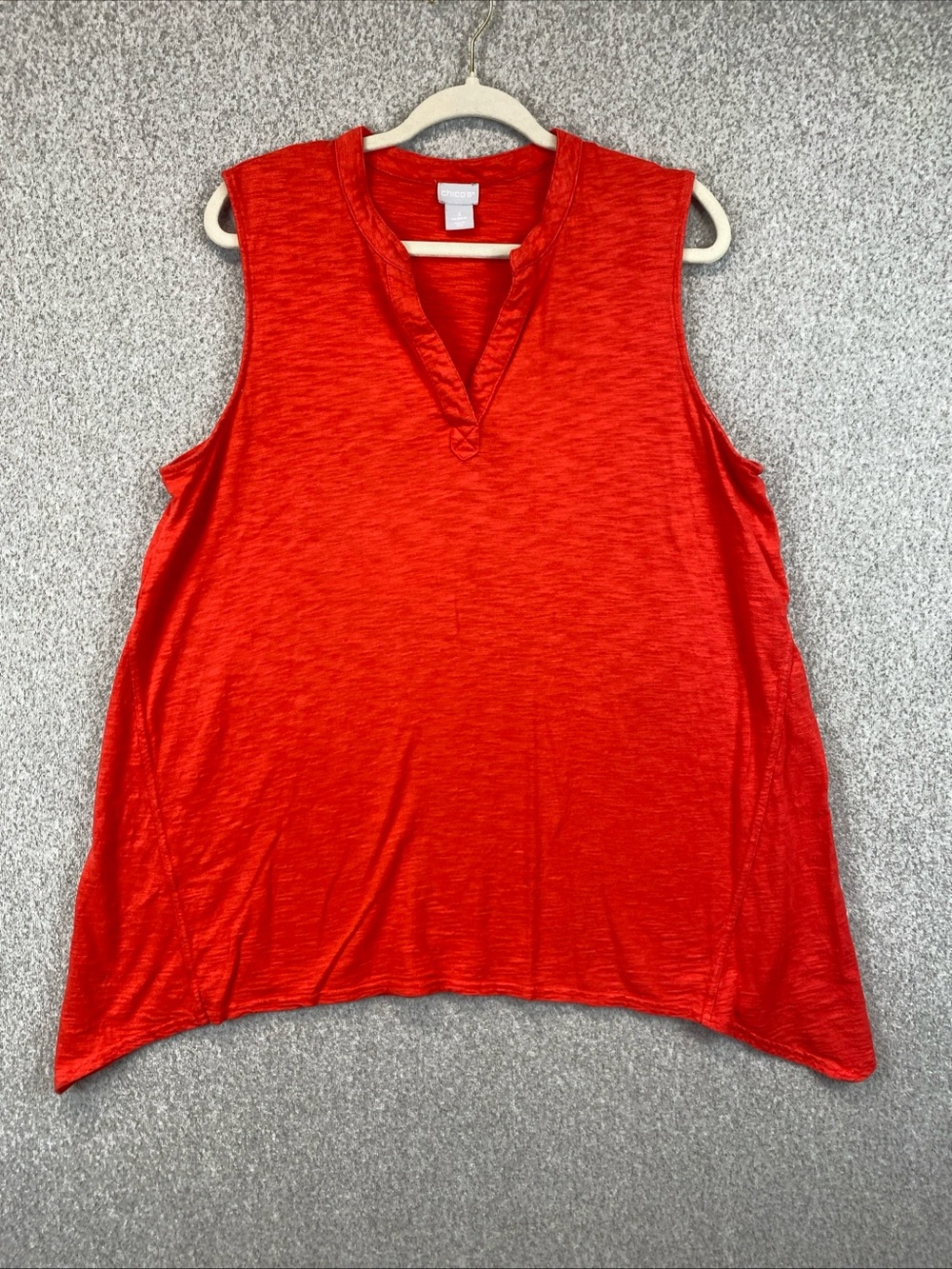Chico's Long Tank Top Size 3 (XL) Sleeveless Orange Beachy Lagenlook